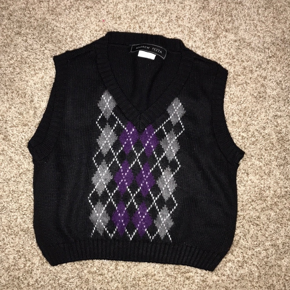 Andrew Fezza boys sweater argyle vest, size 4T